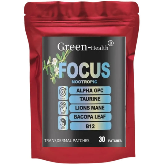 30 Patches – Focus 6-in-1 Nootropic Brain Patches With Lion’s Mane, Alpha GPC, Vitamin C &amp; B12, Taurine, and Bacopa