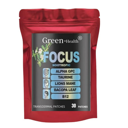 30 Patches – Focus 6-in-1 Nootropic Brain Patches With Lion’s Mane, Alpha GPC, Vitamin C &amp; B12, Taurine, and Bacopa
